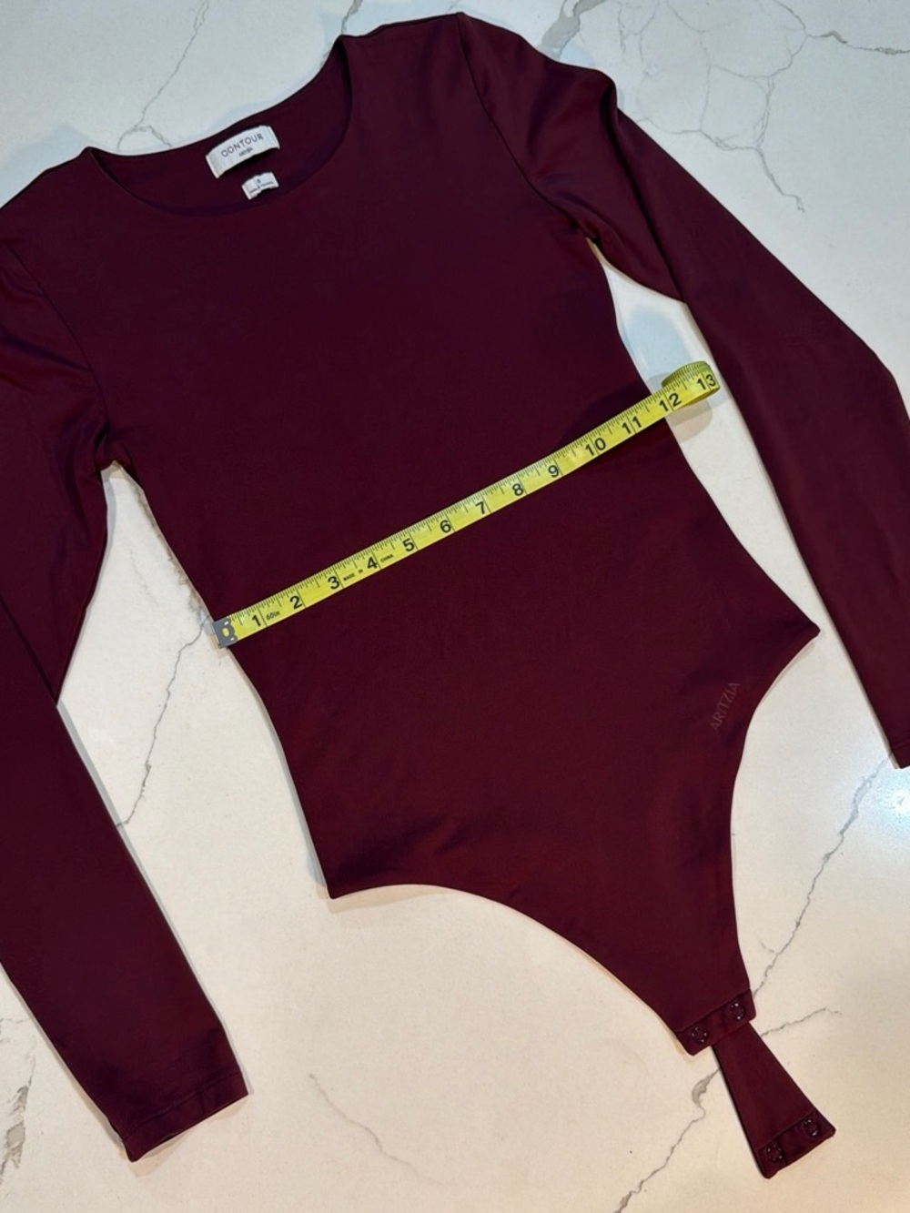 Aritzia Long-Sleeve One-Piece Bodysuit in Deep Wine